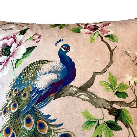 Austin Horn Classics Paradise Peacock 22in Decorative Pillow Velvet Finish NEW - Picture 3 of 16